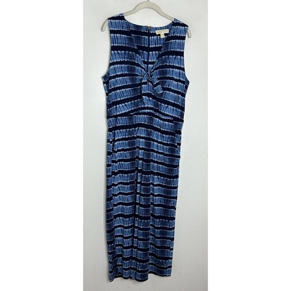 MICHAEL MICHAEL KORS Blue Tie Dye Tie Front Sleeveless Jumpsuit Size Large - Picture 2 of 7